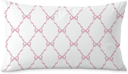 Pink Coquette Bow Pillow Covers 12x20, Preppy Bow Room Decor, Preppy Pink Pillow Covers, Girly Bedroom Dorm Decor, Coquette Stuff