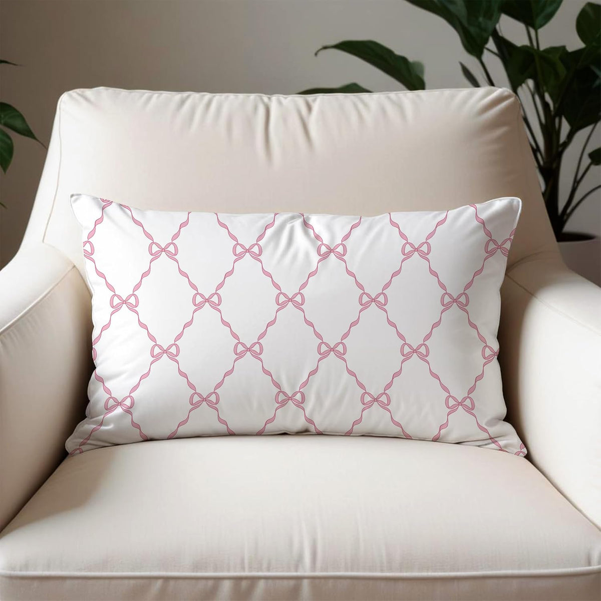 Pink Coquette Bow Pillow Covers 12x20, Preppy Bow Room Decor, Preppy Pink Pillow Covers, Girly Bedroom Dorm Decor, Coquette Stuff