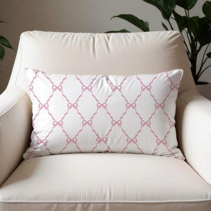 Pink Coquette Bow Pillow Covers 12x20, Preppy Bow Room Decor, Preppy Pink Pillow Covers, Girly Bedroom Dorm Decor, Coquette Stuff