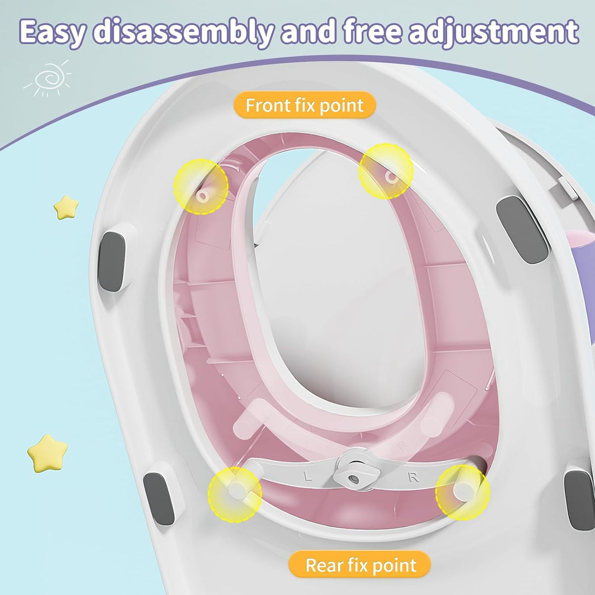 Potty Training Toilet Seat with Kids Step Stool Anti-Slip Toddler Potty Seat with Soft Cushion, Baby Potty Training Set Toddlers Toilet Seat for Boys and Girls (Pink)