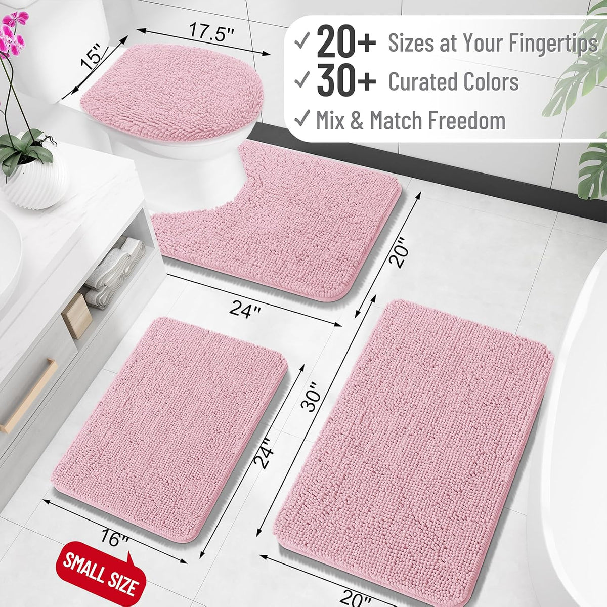 Bathroom Rugs 30x20, Extra Soft Absorbent Chenille Bath Rugs
