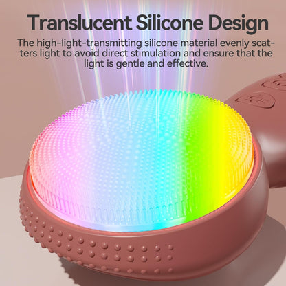 Colorful LED Silicone Face Brush, Sonic Vibration & Heat Sensation(Pink)