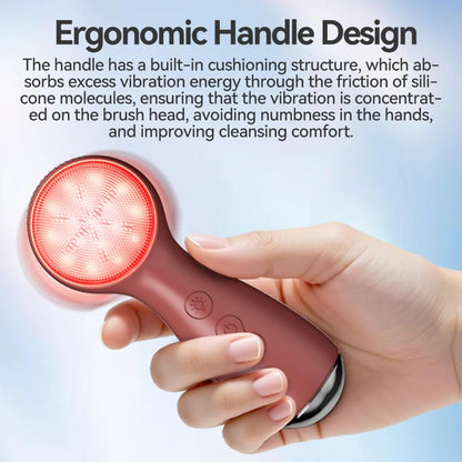 Colorful LED Silicone Face Brush, Sonic Vibration & Heat Sensation(Pink)
