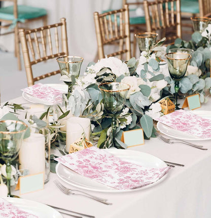 SietDESEO 50 Pieces 3-ply Pink Floral Napkins Disposable 13 x 15.7 Inches Guest Bathroom Napkins Disposable Hand Towels for Bathroom Wedding Birthday Party Paper Dinner Napkin