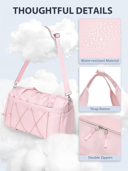 Small Gym Bag for Women with Yoga Mat Holder and Wet Pocket, Pink