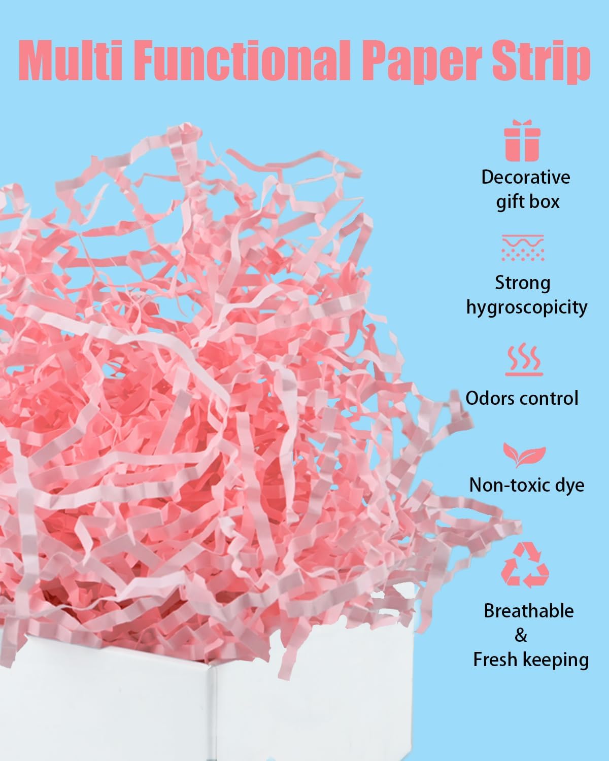 10.5oz/300g Crinkle Cut Paper Shred Filler, Packing Grass Cushion for Valentine's Day Wedding Birthday Anniversaries Halloween Confetti Box Bag Basket Filling Gift Decoration - Light Pink