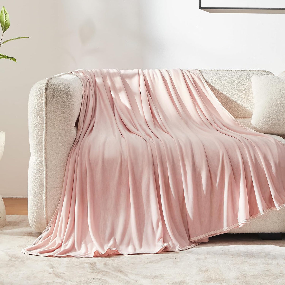 SLEEP ZONE Nanotex Cooling Blanket for Hot Sleepers, Double-Sided Cold Blanket King Size for Bed, Lightweight Summer Blankets for Sleeping (Pink, 90''x108'')