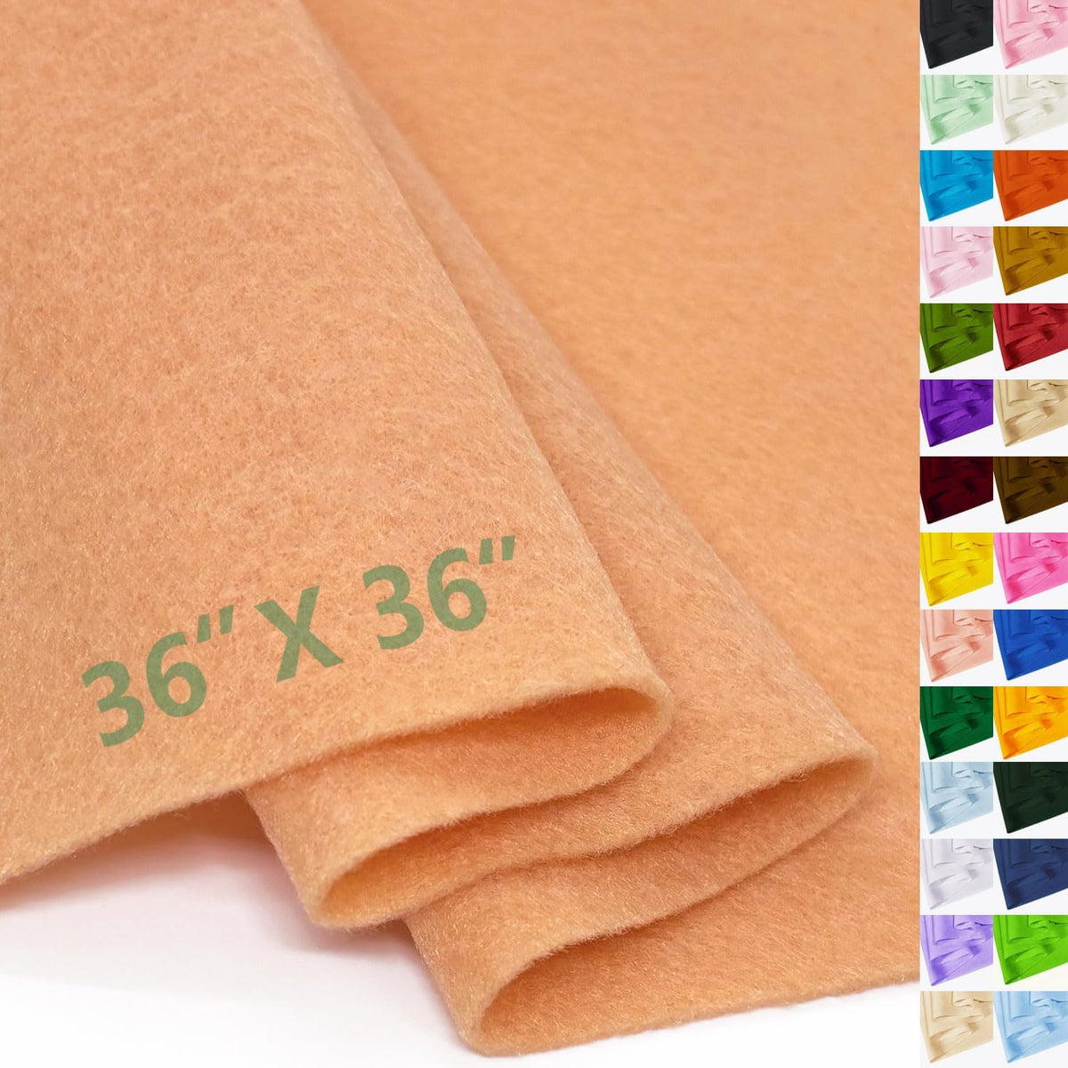 Peach Felt Fabric 36" X 36"(1 Square Yard) 1.6mm Thick Soft Felt Sheet