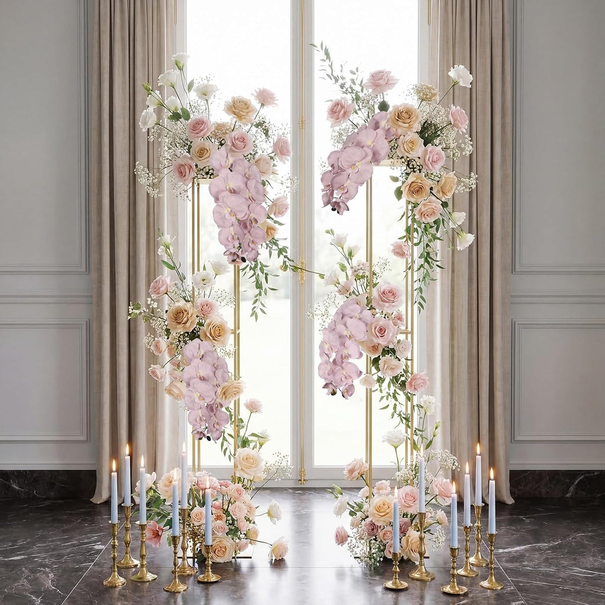 36.6'' Pink Orchids Artificial Flowers 10 Large Blooms Fake Phalaenopsis Branches 5PCS Long Stem Faux Silk Orchids for Tall Vase for Bridal Shower Wedding Home Party Office Decor (Pink)