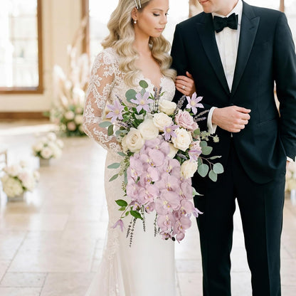36.6'' Pink Orchids Artificial Flowers 10 Large Blooms Fake Phalaenopsis Branches 5PCS Long Stem Faux Silk Orchids for Tall Vase for Bridal Shower Wedding Home Party Office Decor (Pink)