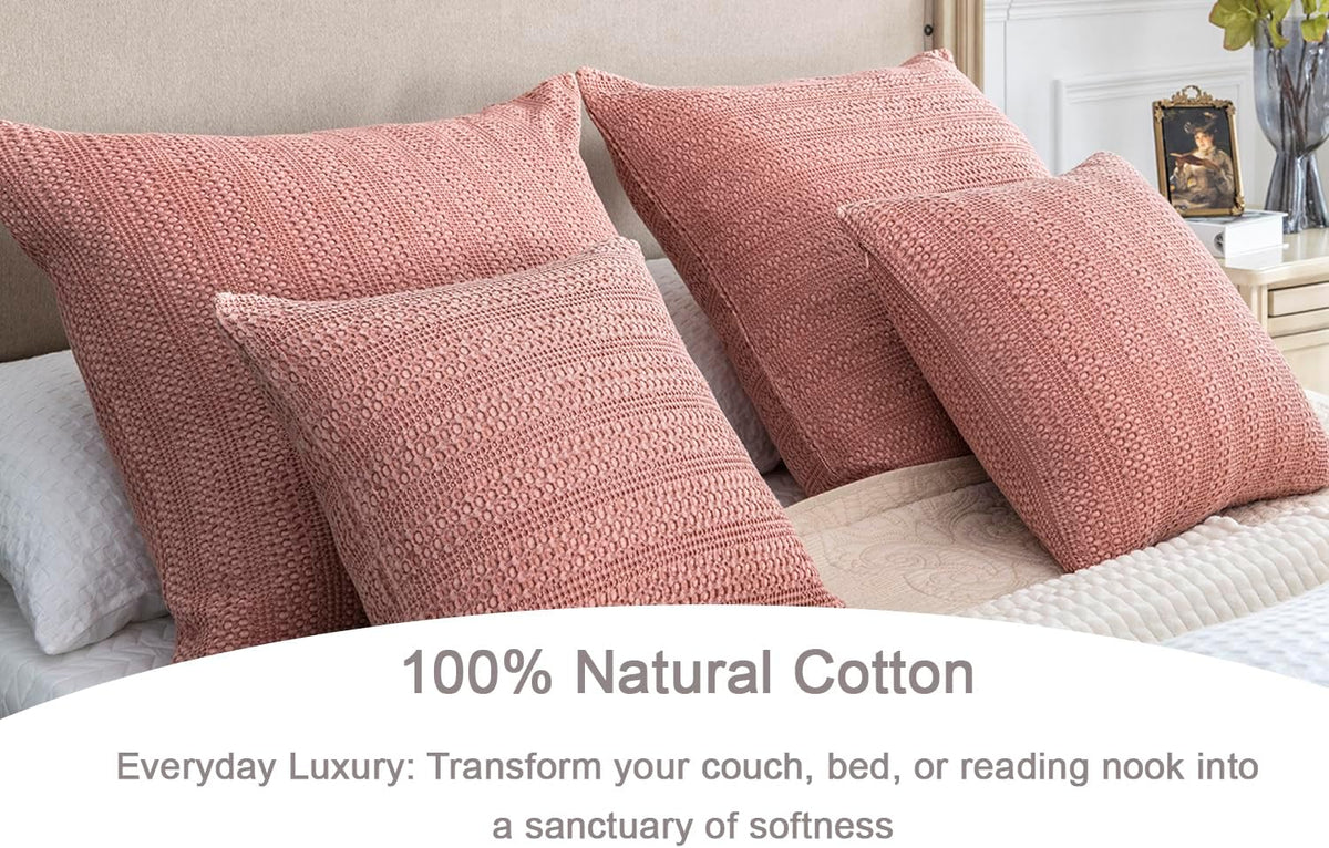 18x18 Throw Pillow Covers Set of 2 Cotton Cushion Covers Coral