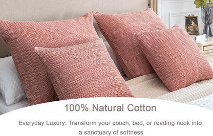 18x18 Throw Pillow Covers Set of 2 Cotton Cushion Covers Coral