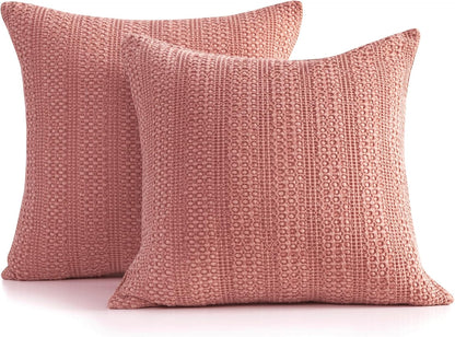 18x18 Throw Pillow Covers Set of 2 Cotton Cushion Covers Coral