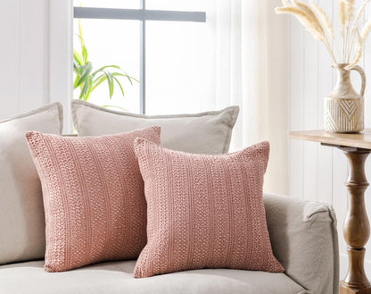 18x18 Throw Pillow Covers Set of 2 Cotton Cushion Covers Coral