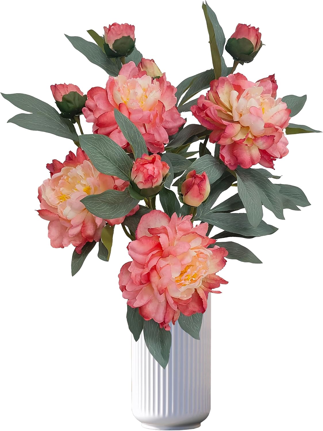 Peach Peonies Artificial Flowers Look Real Coral Pink Peony