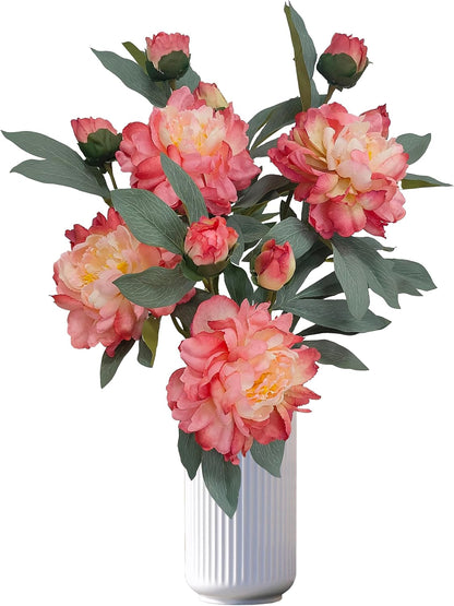 Peach Peonies Artificial Flowers Look Real Coral Pink Peony