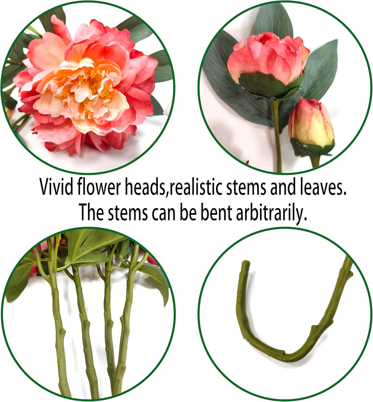 Peach Peonies Artificial Flowers Look Real Coral Pink Peony