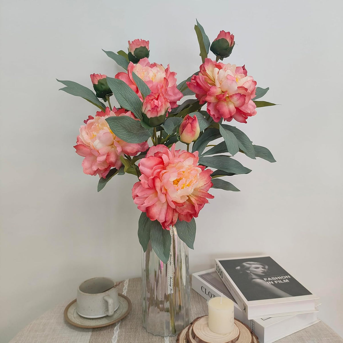Peach Peonies Artificial Flowers Look Real Coral Pink Peony