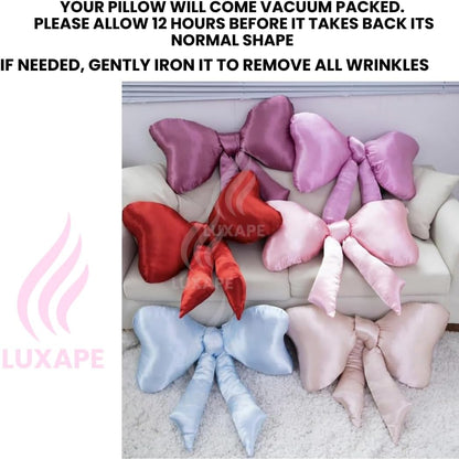 Bow Pillow - Big Bow Throw Pillow - Bow Shaped Pillow - Silky Satin - Coquette Decor - Bow Room Decor - Pink Bow Pillow - Bow Nursery Decor - Pink Room Decor