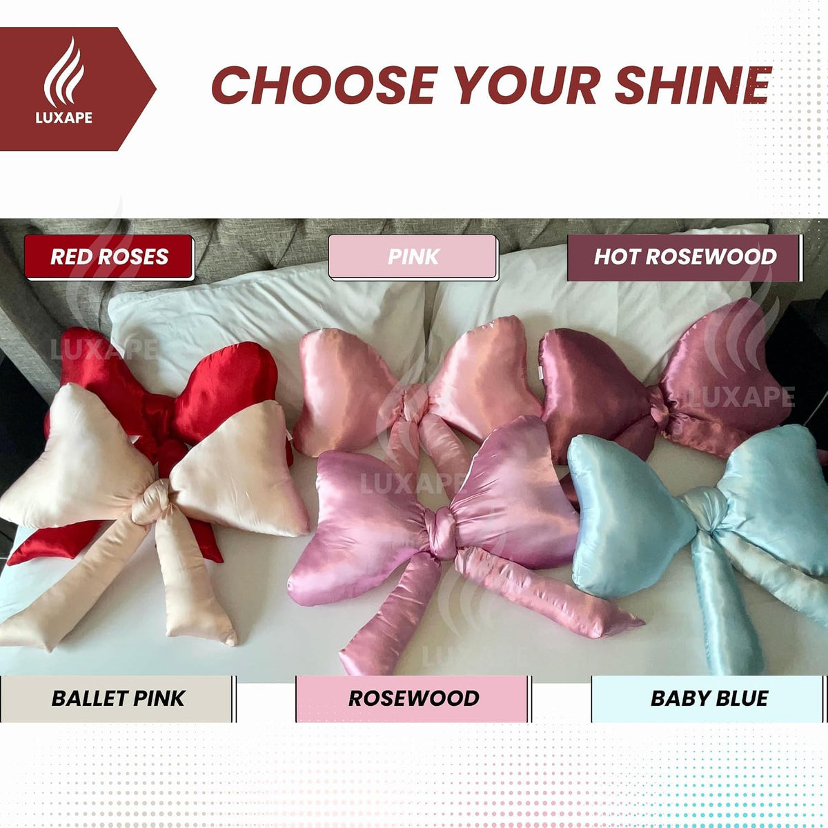 Bow Pillow - Big Bow Throw Pillow - Bow Shaped Pillow - Silky Satin - Coquette Decor - Bow Room Decor - Pink Bow Pillow - Bow Nursery Decor - Pink Room Decor