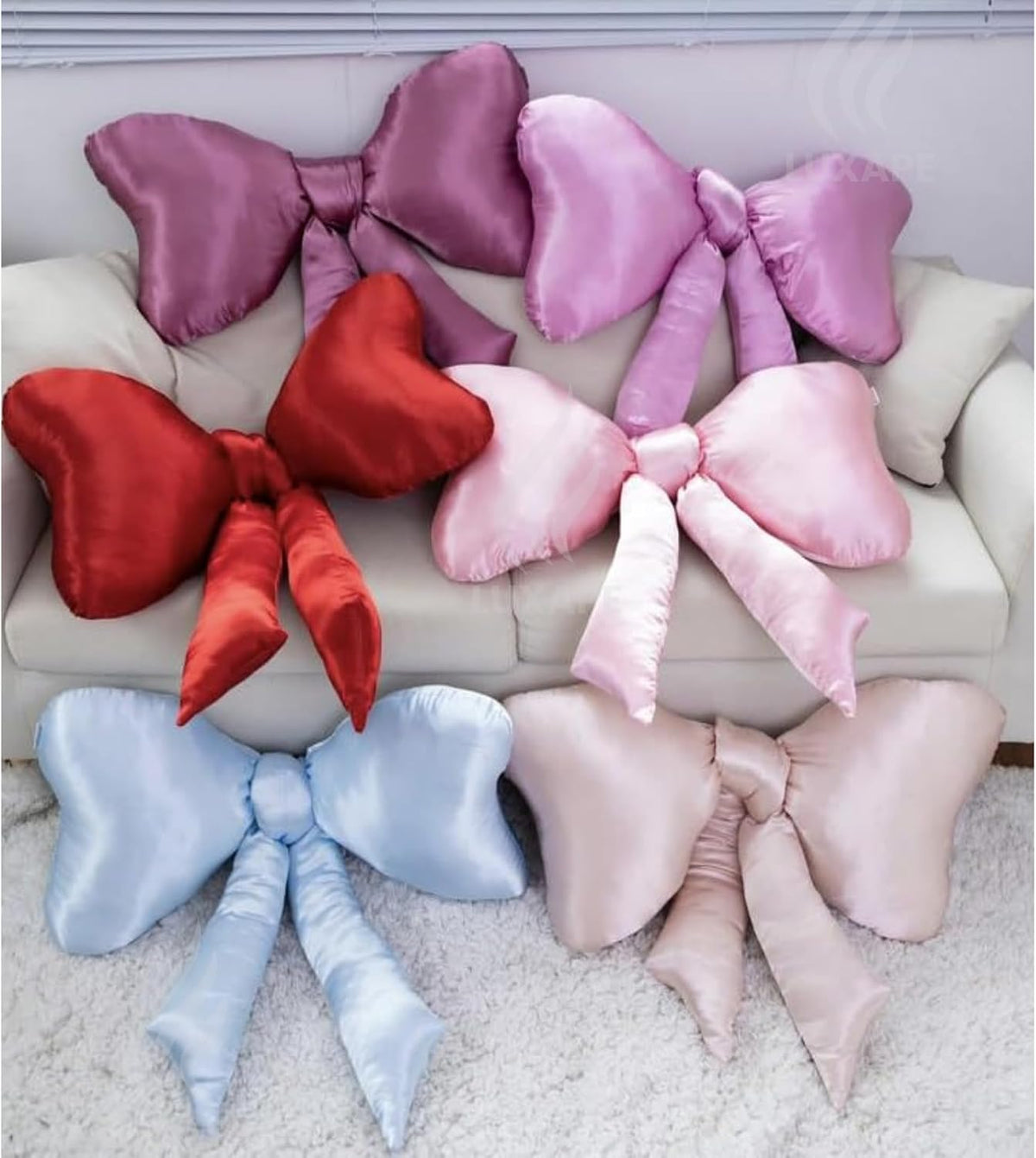 Bow Pillow - Big Bow Throw Pillow - Bow Shaped Pillow - Silky Satin - Coquette Decor - Bow Room Decor - Pink Bow Pillow - Bow Nursery Decor - Pink Room Decor