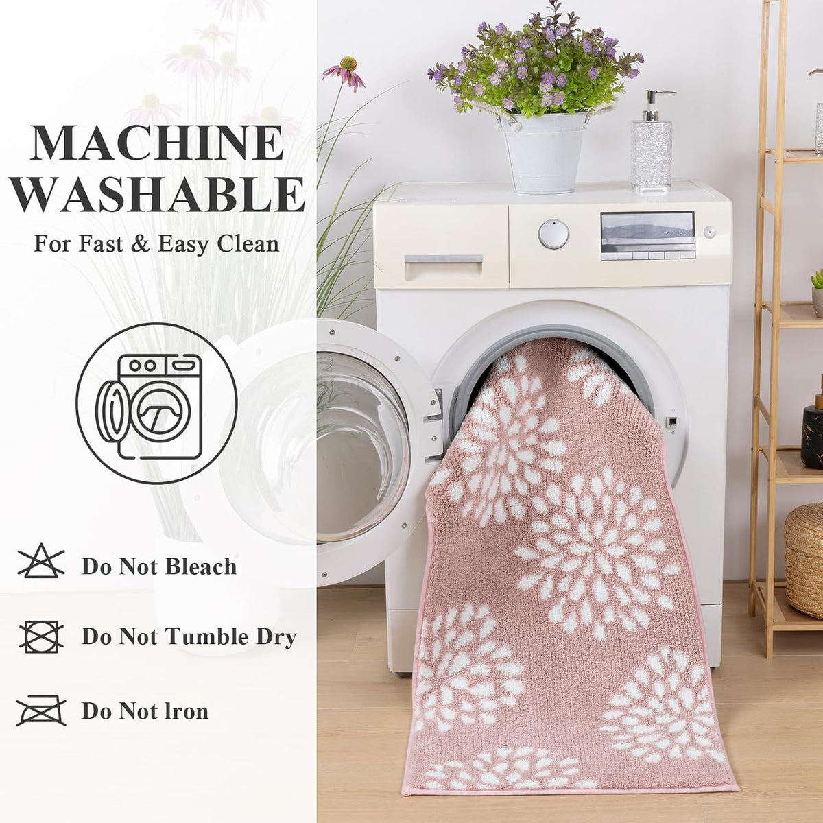 Bathroom Rugs Set 5 Piece, Non Slip Washable Absorbent Bath Mat Set