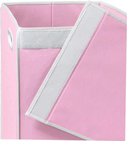 Foldable Laundry Hamper Basket with Lid, Pink