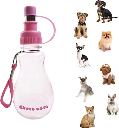 Choco Nose No-Drip Portable Travel Water Bottle for Small Dogs & Cats - Lockable Leak-Proof Design Prevents Spills in Bags & Cars, Outdoor Feeder for Puppies & Toy Breeds, 8 fl oz (C258)