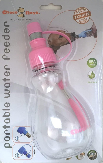 Choco Nose No-Drip Portable Travel Water Bottle for Small Dogs & Cats - Lockable Leak-Proof Design Prevents Spills in Bags & Cars, Outdoor Feeder for Puppies & Toy Breeds, 8 fl oz (C258)