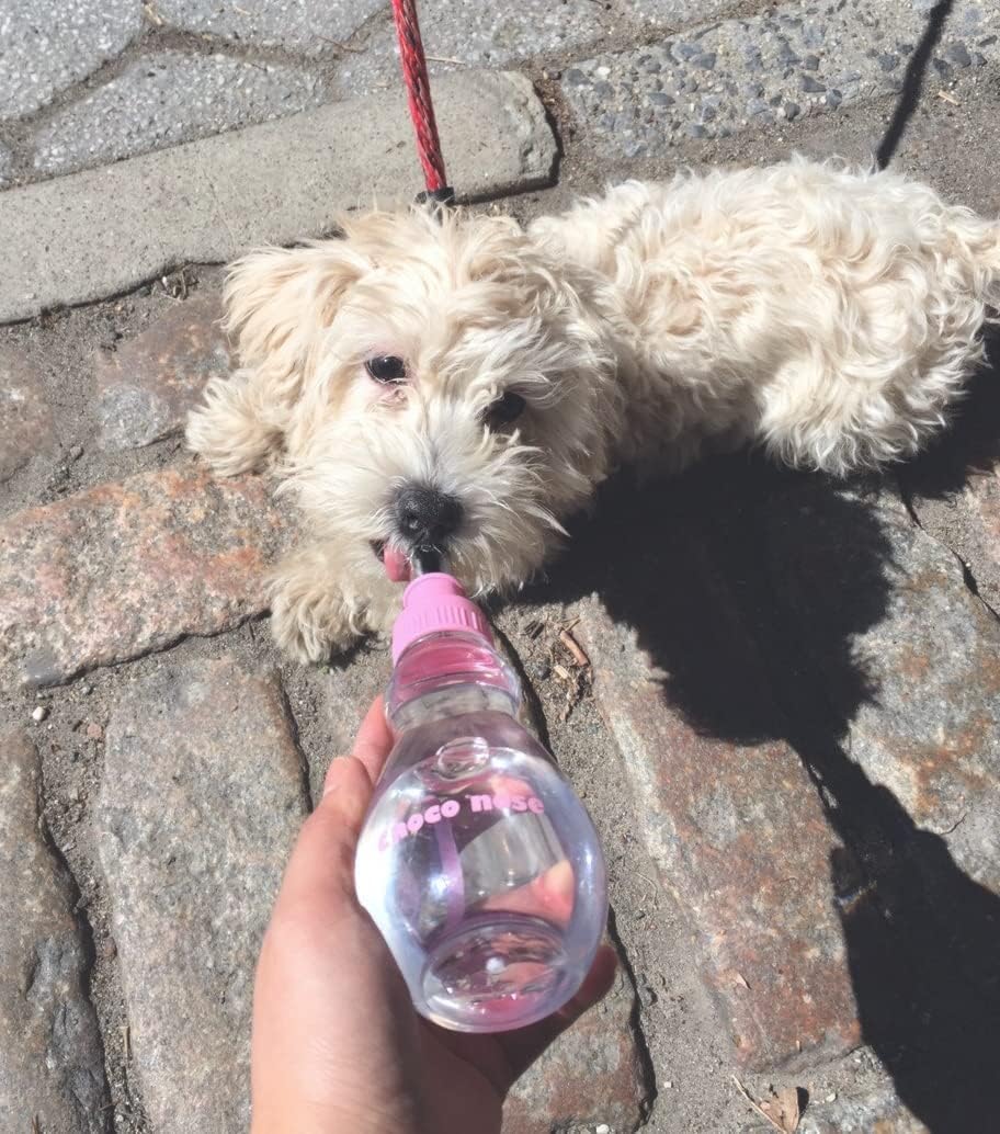 Choco Nose No-Drip Portable Travel Water Bottle for Small Dogs & Cats - Lockable Leak-Proof Design Prevents Spills in Bags & Cars, Outdoor Feeder for Puppies & Toy Breeds, 8 fl oz (C258)