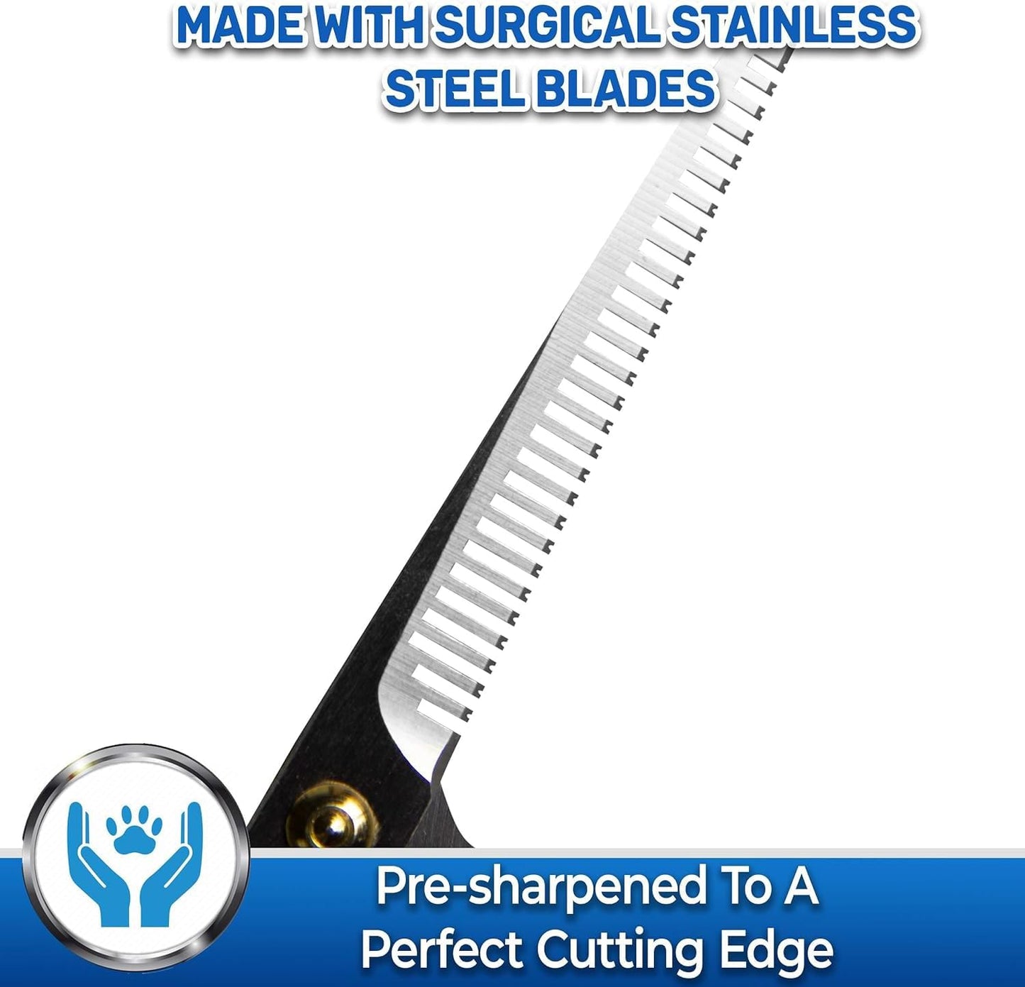 PET MAGASIN Professional Dog Grooming Scissors Set - Curved Thinning Shears for Dogs, Pet Hair Cutting Tools with Safety Tips for Small & Large Breeds, Grooming Kit for Home