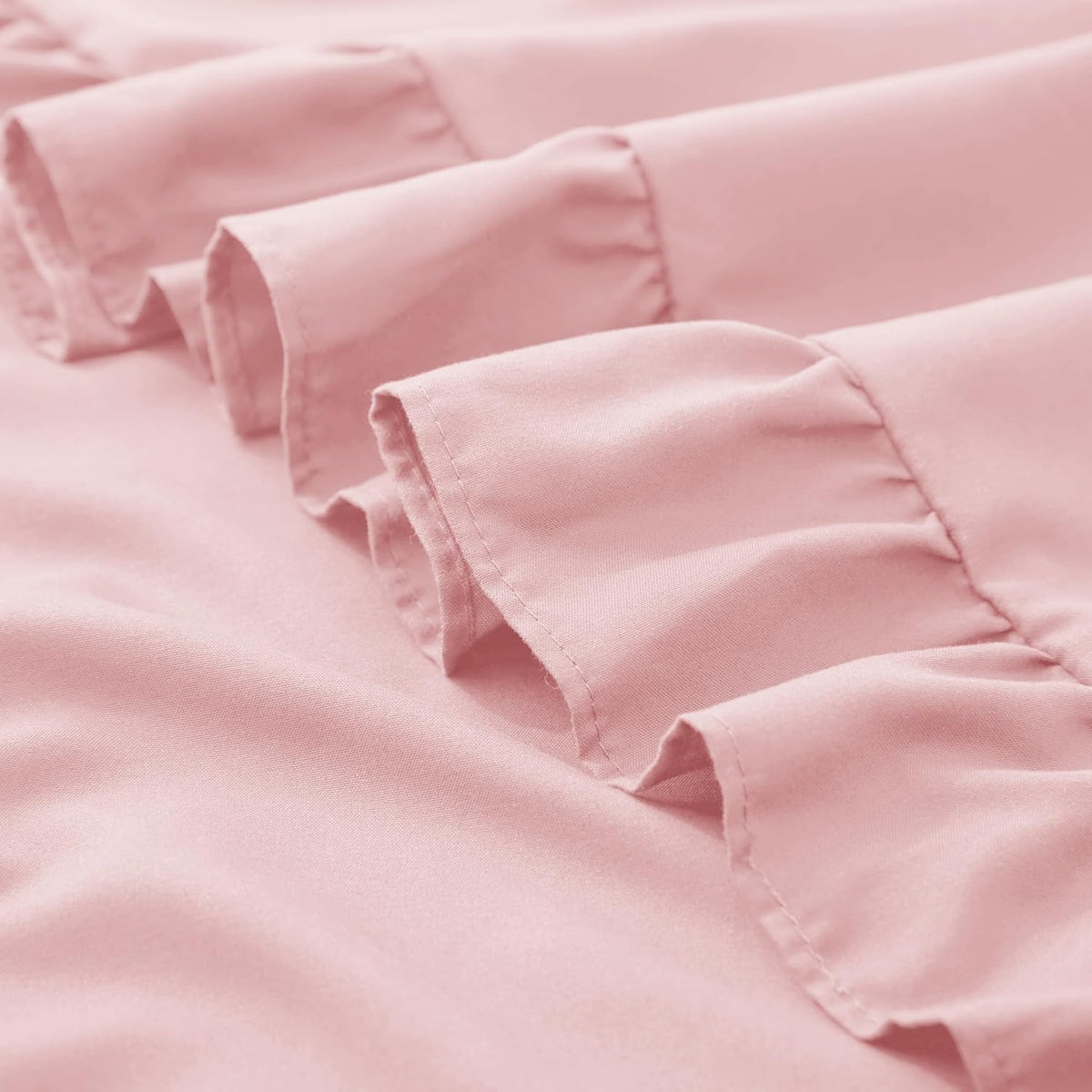 Ruffle Pillow Cases Standard Size Set of 2, Light Pink