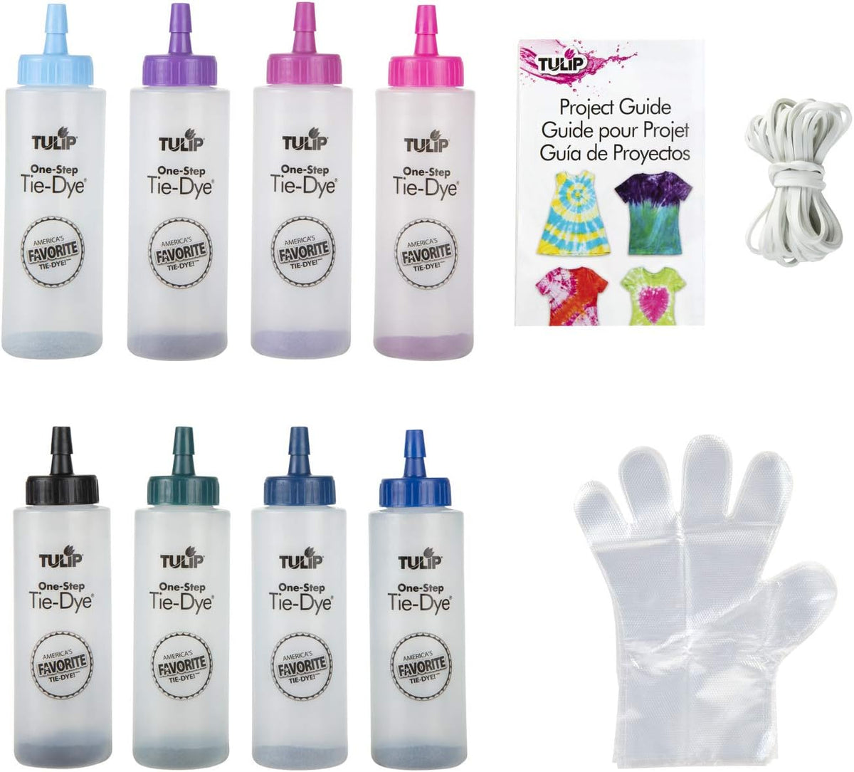 One-Step Tie-Dye Kit Celestial, Large Party Activity, Permanent Fabric Dye, Vibrant Galaxy Color Palette: Purple, Pink, Blue, Black, Easy Clean-up, 8 Fun Techniques Included, 8 Full Size Bottles