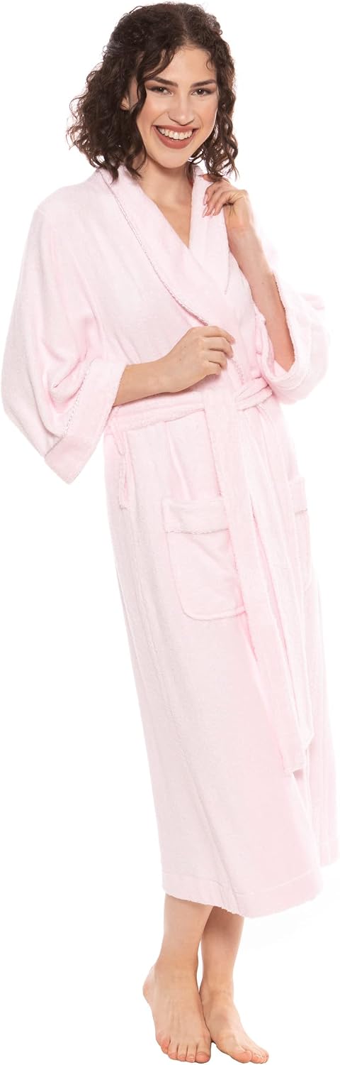Women's Luxury Terry Cloth Bathrobe - Soft Rayon & Cotton