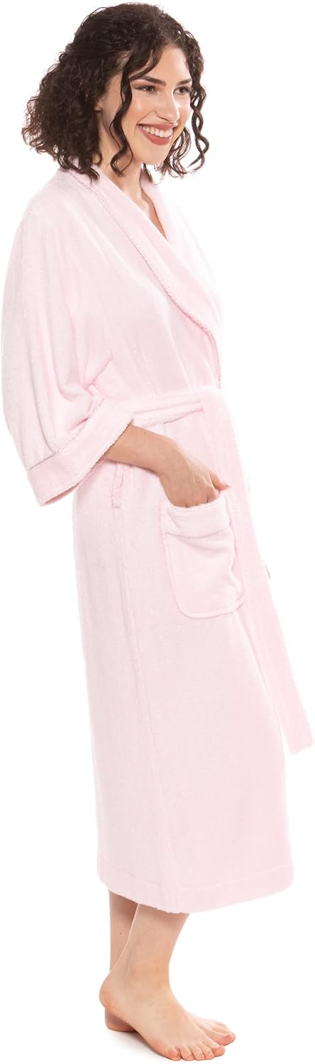 Women's Luxury Terry Cloth Bathrobe - Soft Rayon & Cotton