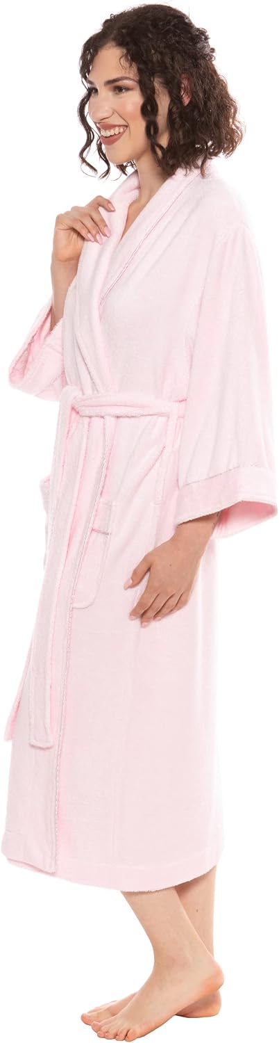 Women's Luxury Terry Cloth Bathrobe - Soft Rayon & Cotton