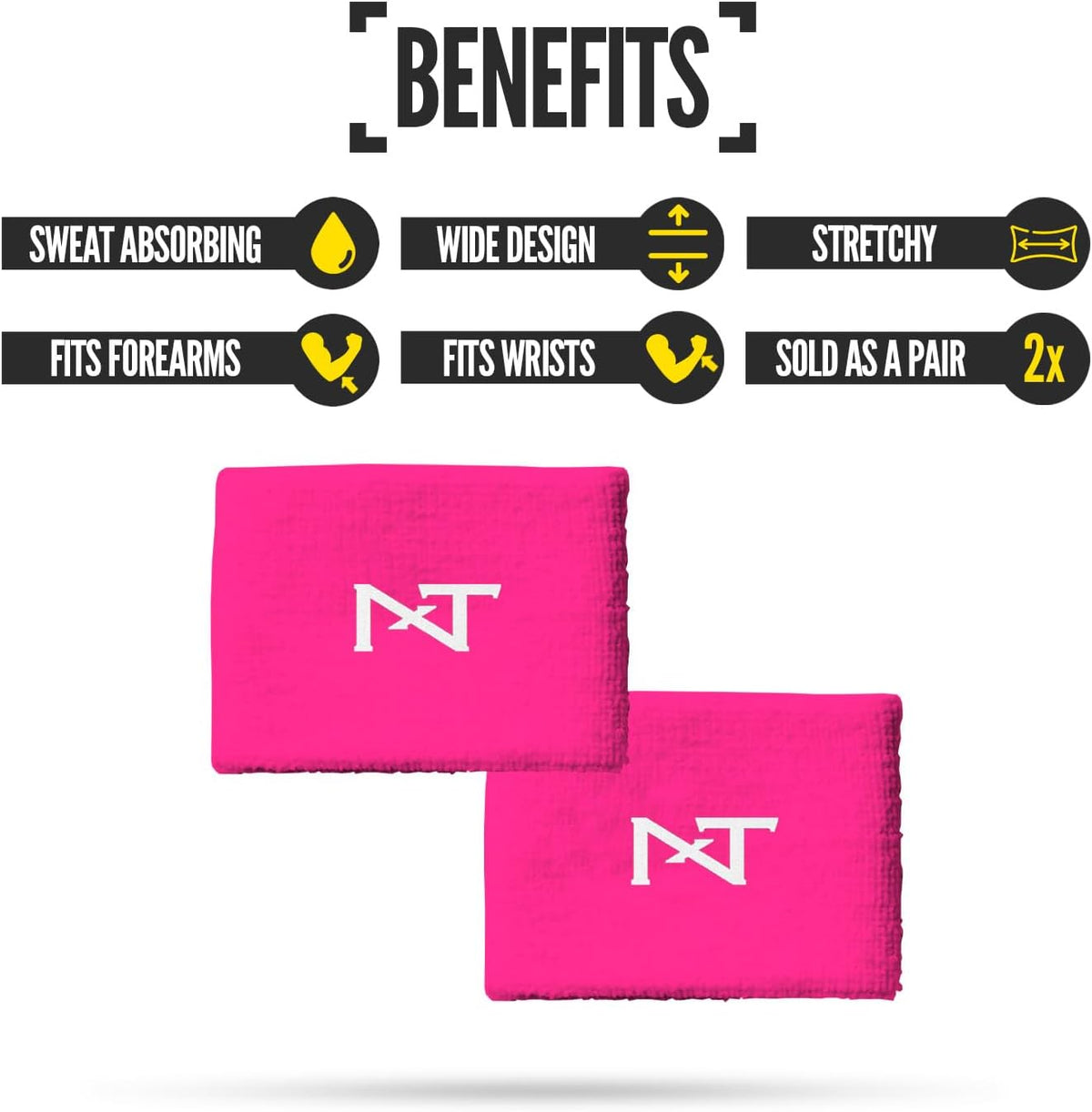 1 Pair Sports Wristbands, Sweat-Absorbent Sweat Bands, Accessory for Football, Basketball, Tennis