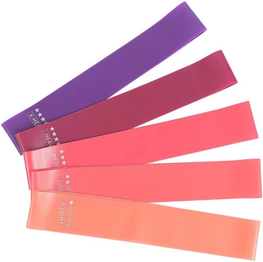 Resistance Exercise Bands with 5 Resistance Levels for Strength Training and Physical Therapy, 5 vary