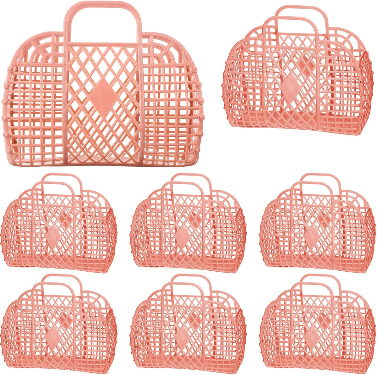 8 Pcs Jelly Bags Bulk Jelly Purse Plastic Basket Party Favor Beach Handbags Easter Egg Basket for Women Girls Kids