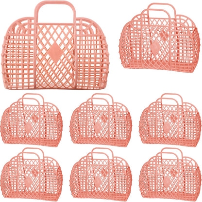 8 Pcs Jelly Bags Bulk Jelly Purse Plastic Basket Party Favor Beach Handbags Easter Egg Basket for Women Girls Kids