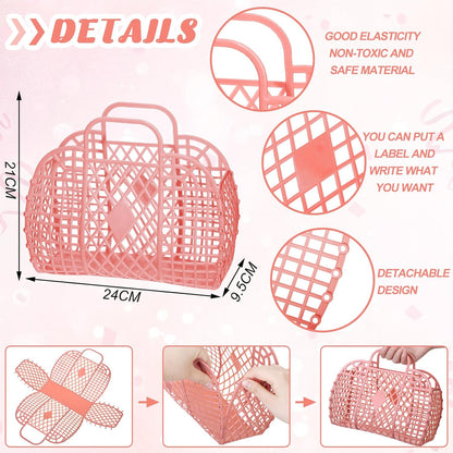 8 Pcs Jelly Bags Bulk Jelly Purse Plastic Basket Party Favor Beach Handbags Easter Egg Basket for Women Girls Kids