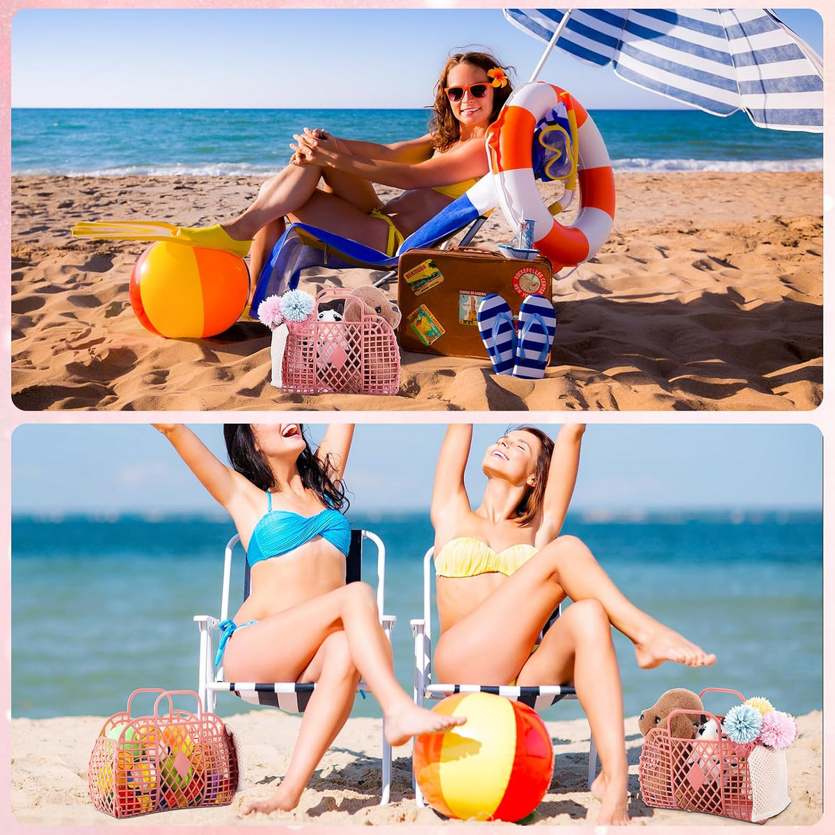 8 Pcs Jelly Bags Bulk Jelly Purse Plastic Basket Party Favor Beach Handbags Easter Egg Basket for Women Girls Kids