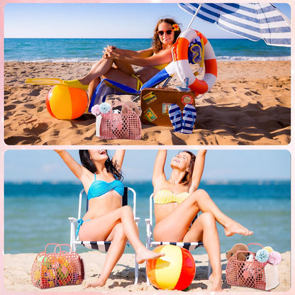 8 Pcs Jelly Bags Bulk Jelly Purse Plastic Basket Party Favor Beach Handbags Easter Egg Basket for Women Girls Kids