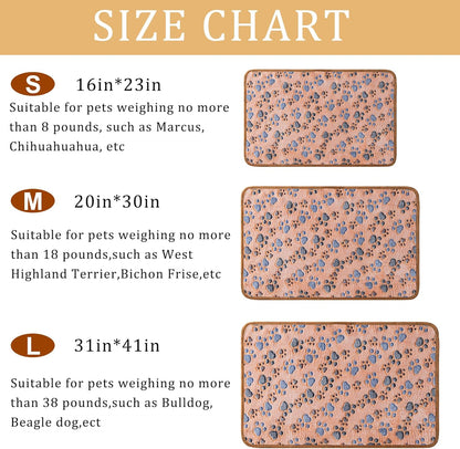 1 Pack 3 Blankets Super Soft Fluffy Premium Fleece Pet Blanket Flannel Paw Printed Throw for Dog Puppy Cat (Medium 30x20'', Brown, Pink, White)