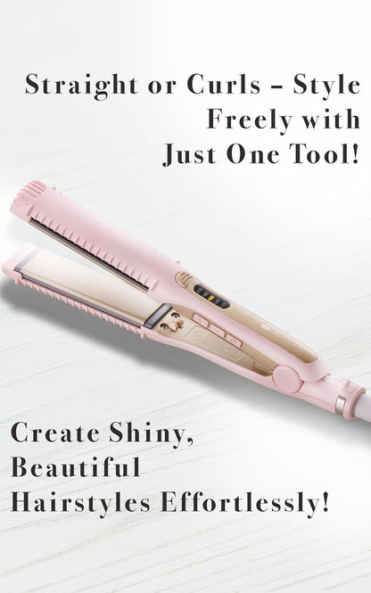 Creates ION Hair Straightener Flat Iron – Klein Straight Pink Lightweight Travel-Friendly Dual Voltage Cute & Stylish Portable Straightening Iron for Smooth Shiny Hair RCIS-G02P