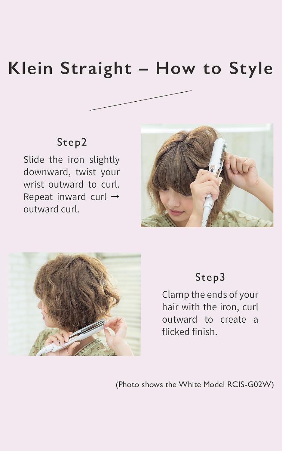 Creates ION Hair Straightener Flat Iron – Klein Straight Pink Lightweight Travel-Friendly Dual Voltage Cute & Stylish Portable Straightening Iron for Smooth Shiny Hair RCIS-G02P