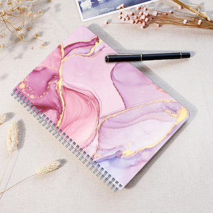 Lined Spiral Journal Notebook,100 Pages,5.71x 8.26 inches College Ruled Paper Double-Wire Spiral Notebook for Study and Notes - Pink Marble Pattern