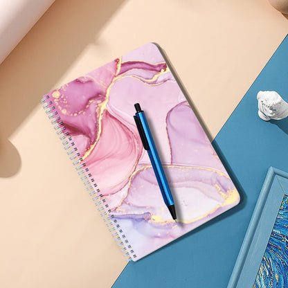 Lined Spiral Journal Notebook,100 Pages,5.71x 8.26 inches College Ruled Paper Double-Wire Spiral Notebook for Study and Notes - Pink Marble Pattern