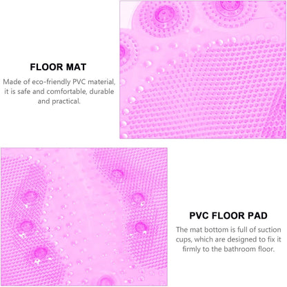 Anti-Slip Bathroom Floor Mat with Suction Cups, Foot Massage Bath Cushion PVC, Non-Skid Entrance Rug for Shower and Home Safety, Pink