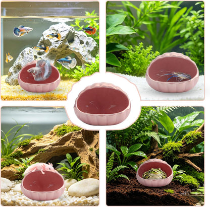 Aquarium Ceramic Shell Cave Betta Fish Tank Decor Hideout, Pink